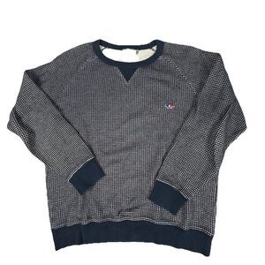 Maison Kitsune Mens Waffle Knit Crewneck Sweatshirt Navy Fox Logo XL France Fox